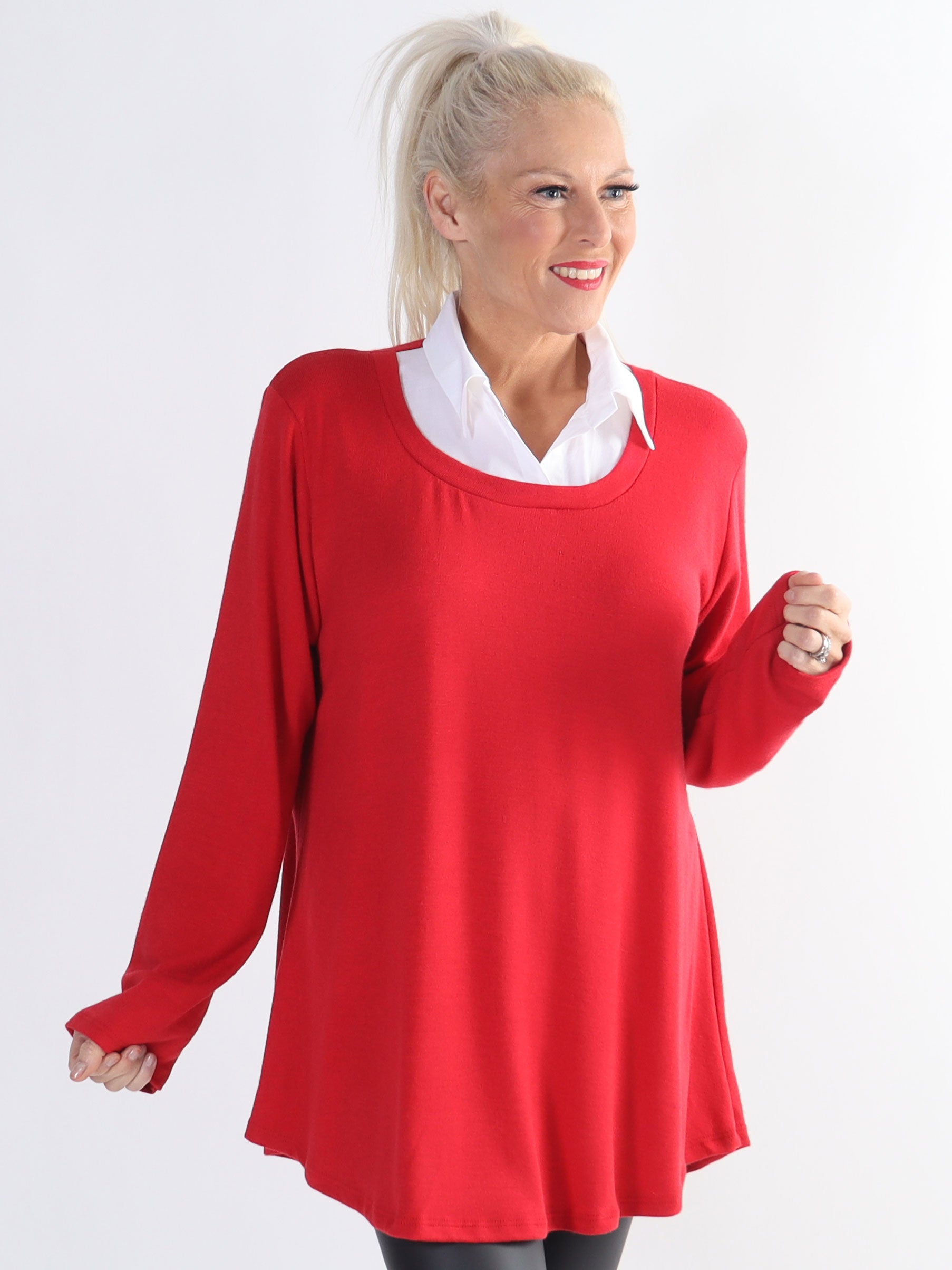 Rita - Dejlig blød plus size bluse med hvid skjortekrave